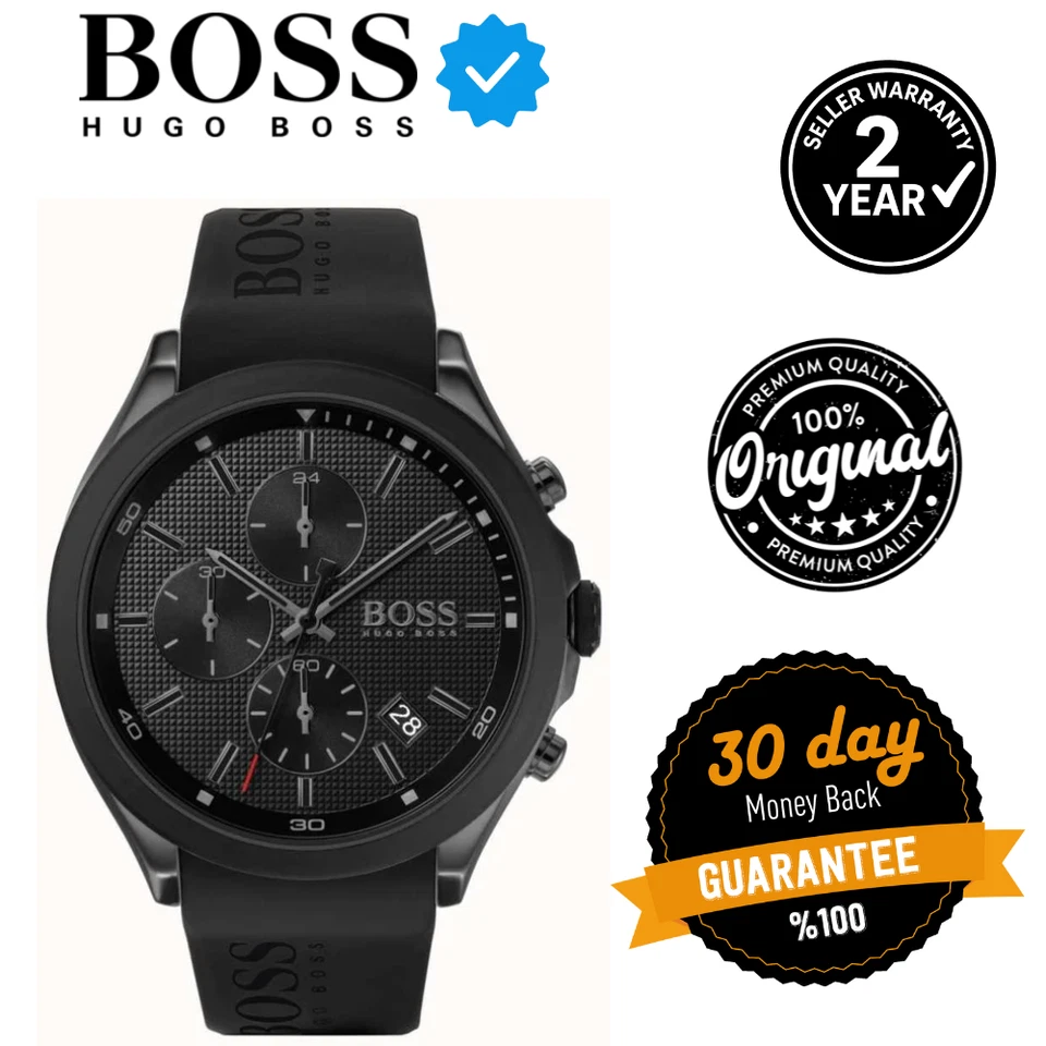 Hugo Boss Watch Mens HB1513720 Velocity Chronograph Rubber Silicone Strap UK