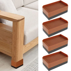 4X Heavy Duty Rectangle Bed Chair Risers Feet Leg Lift Furniture Extra Raisers:+ - Picture 1 of 11