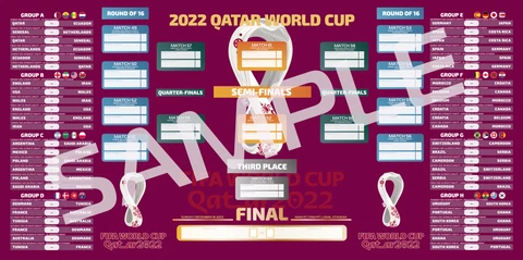 48X24in Qatar 2022 World Cup Schedule Bracket Wall-chart | Soccer Vinyl Banner Cover