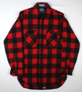 Pendleton Vintage USA Wool Buffalo Plaid Outdoorsman Flannel Shirt Mens Small - Picture 1 of 4