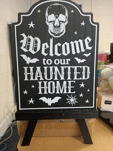 2 X STEHENDE HALLOWEEN SCHILDER - ''WILLKOMMEN IN UNSEREM SPUKHAUS'' - Bild 1 von 4