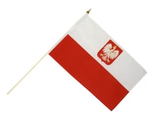 Polen mit Adler Stockflagge Flaggen Fahnen Stockfahne 30x45cm - Bild 1 von 1