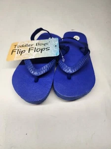 Boys Toddler Flip Flops Blue W Back Strap Size S 5/6 Summer Beach Sandals - Picture 1 of 2