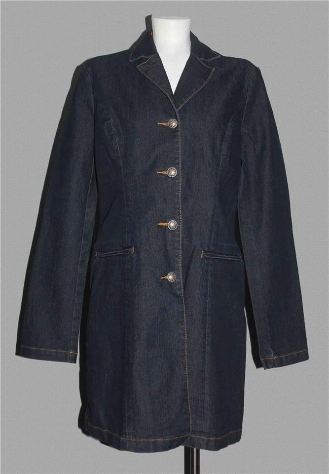 Abrigo de coche Christine Alexander azul oscuro grueso denim hasta la rodilla para mujer L ¿USADO? Foto 1 de 1