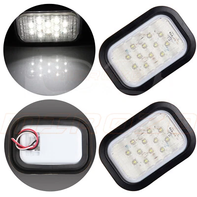 Лампа 12 светодиодов белая 5x3 дюйма с креплением заподлицо прямоугольная стоп-сигнал поворотник хвост 2 шт. - Изображение 1 из 4
