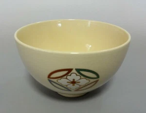 k#06 # Japanese Porcelain Tea Bowl CHAWAN / KYO Ware 12.5cm / Flower - Picture 1 of 9
