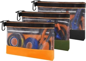 3 Pcs 11.8 Clear Tool Pouch with Zipper Heavy-Duty Small Tool Bag Waterproof - Picture 1 of 3
