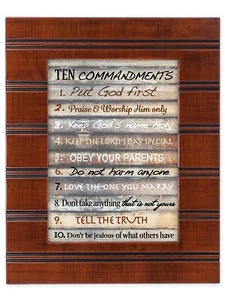 Contemporary Ten Commandments Wood Finish 8 x 10 Framed Wall Art Plaque - Picture 1 of 1
