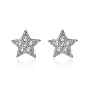 925 Sterling Silver PLATED Cute Small 6 CZ Star Stud Earrings Girl Women Gift - Picture 1 of 5