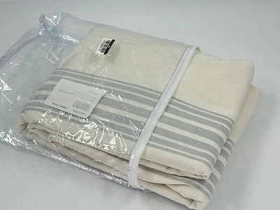 Полосатая льняная занавеска Pottery Barn Riviera фарфоровая синяя 50 x 96 дюймов с хлопковой подкладкой - Изображение 1 из 4