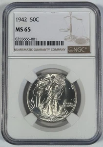 1942 Walking Liberty Half Dollar NGC MS 65 - Picture 1 of 2