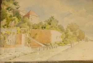 Antique Watercolor Painting Cityscape Architecture Signed Unknown Artist Framed - Picture 1 of 24