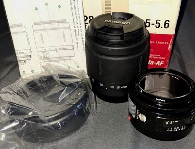 Tamron AF 28-80 mm F/3,5-5,6 compatible con Canon-AF + lente Minolta vintage adicional Foto 1 de 4