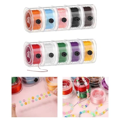 10Pcs 0.8mm Elastic String Cords for Bracelets Beads Stringing Beading Cords - Image 1 of 4