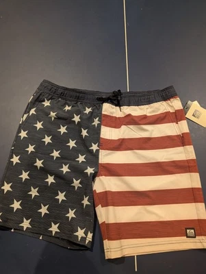 Tablero Corto Cintura Reef Hancock E 18" Insignia Bandera Rojo Blanco Azul Talla L Foto 1 de 2