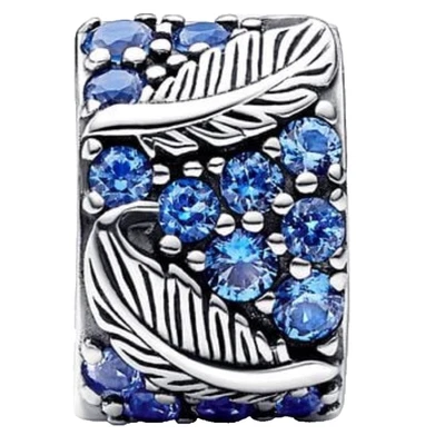 Nuevo 100% Auténtico PANDORA 925 Pluma Curvada Azul Circonita cúbica Pave Clip Dije 792552C01 Foto 1 de 4