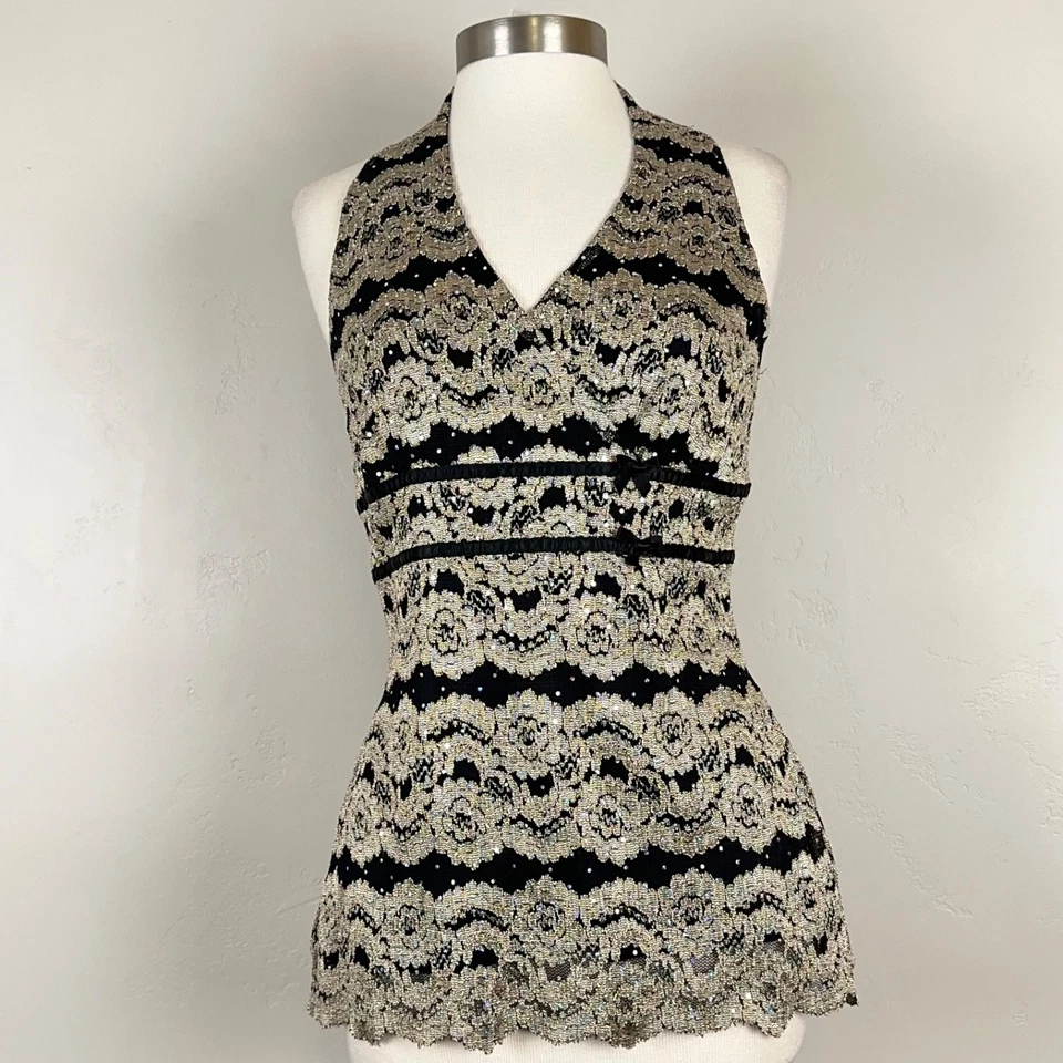 Top Mujer M Babydoll Y2K Hada Coqueta Malla Encaje Lazo Brillante Sin Mangas Elástico Foto 1 de 4