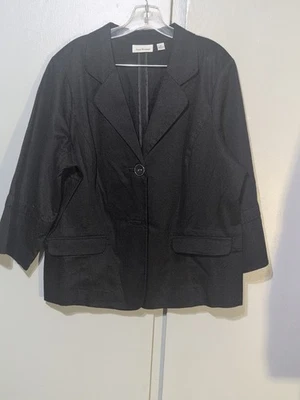 Blazer Joan Rivers 1X negro manga 3/4 bolsillos delanteros con solapa nuevo sin etiquetas Foto 1 de 4