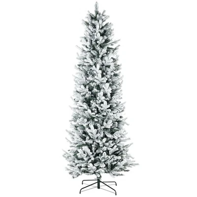 HOMCOM Albero di Natale Innevato 225cm con 988 Rami Base in Acciaio per Interni