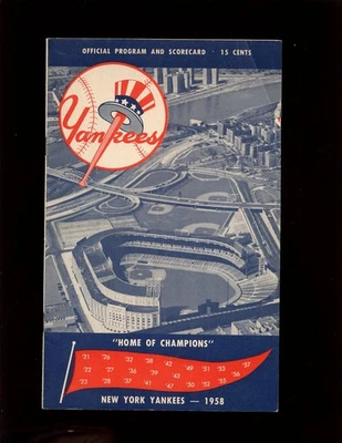 1958 MLB Programa Medias Rojas de Boston en New York Yankees EX Foto 1 de 2