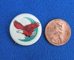 Vintage Celluloid Red Bald Eagle Quarter Moon Pinback Button Pin Early 1900s  - Picture 1 of 2