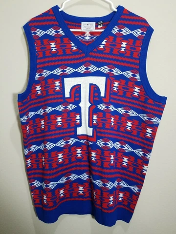 Mens MLB Baseball TEXAS RANGERS Sweater Vest XL Red White & Blue Cover