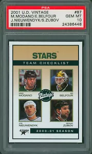 2001-02 UD Vintage MIKE MODANO ED BELFOUR NIEUWENDYK Stars TC #87 PSA 10 Pop 1 - Picture 1 of 2