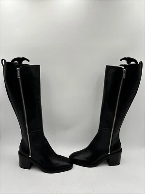 3.1 Phillip Lim ALEXA Black Leather Square Toe Side Zip Knee High Boots, Size 36 - Image 1 of 4