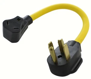 30 Amp NEMA 14-30P to NEMA TT-30R Flexible RV Plug Adapter by AC WORKS® - Picture 1 of 5