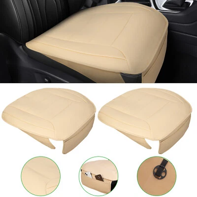 2pcs Car Seat Cover PU Leather Breathable Pad Mat Universal for Auto Chair Beige Foto 1 de 4