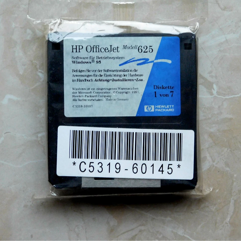 Installations-Disketten Drucker HP OfficeJet 625 für Windows 95, 7 Disketten, OV - Bild 1 von 1