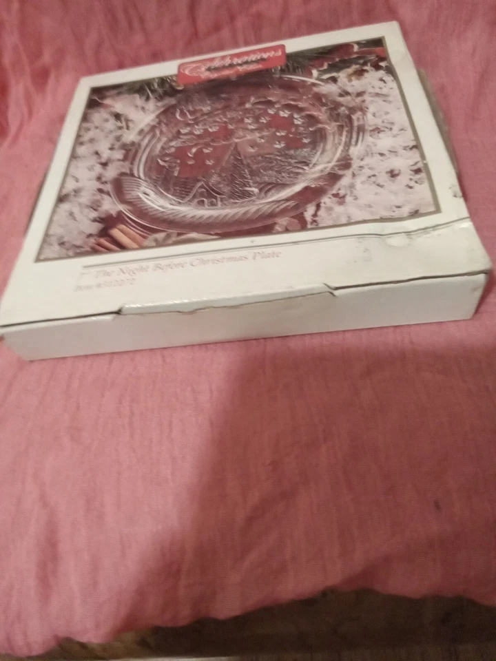 Holiday The Night Before Christmas Glass Plate 7" Crystal Clear #312272