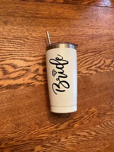 Bride Tumbler Cup Drinking Cup with straw - Picture 1 of 2