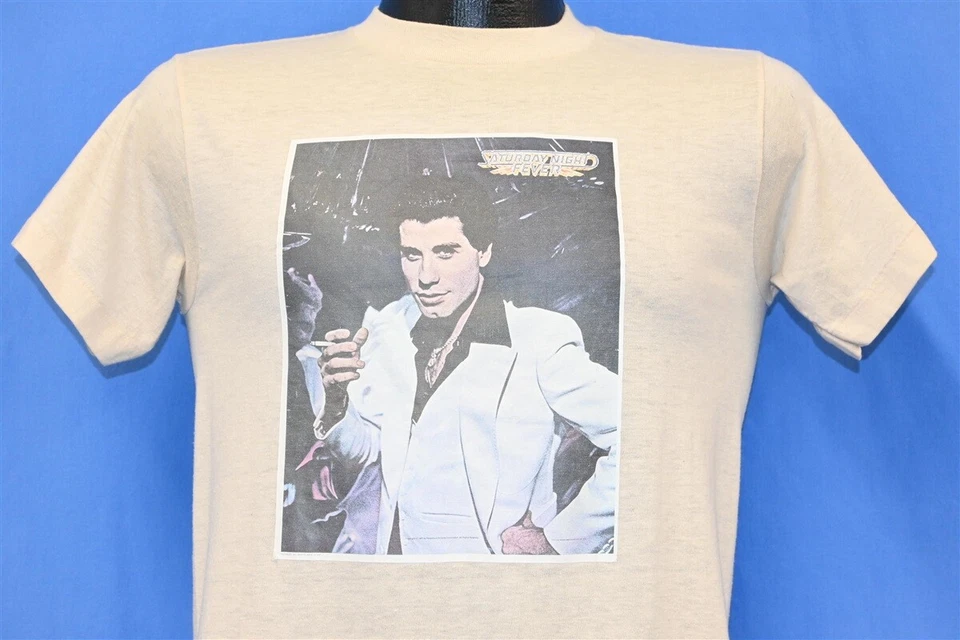 camiseta vintage anos 70 SATURDAY NIGHT FEVER JOHN TRAVOLTA DISCO FILME IRON ON P - Imagem 1 de 4