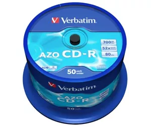 Verbatim 43343 CD-R Blank Recordable Discs 80 min 700MB 52x Speed 50 Pack - Picture 1 of 1