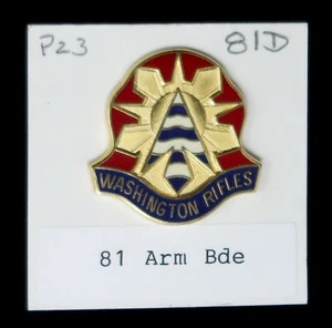 Pin de escudo del 81º Regimiento de Armadura de Estados Unidos, (fles de Washington) hermoso estado - Imagen 1 de 2