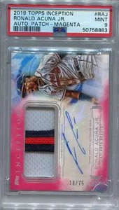 2019 Topps Inception Autographs Magenta Ronald Acuna Jr. Patch Auto 18/75 PSA 9 - Picture 1 of 2