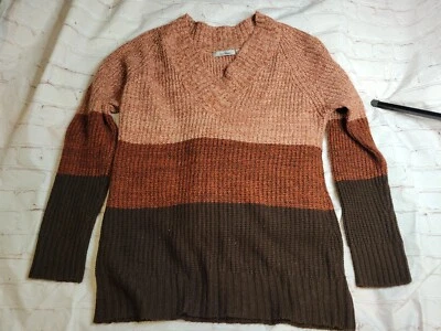 Suéter Jason Maxwell Tejido Talla XL Marrón Rayas Manga Larga Cuello en V Foto 1 de 4