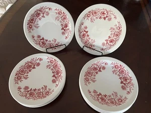 Vtg Homer Laughlin Red Flower Restaurant Ware Salad, Bread or Side Plate 8 1/4" - Picture 1 of 5
