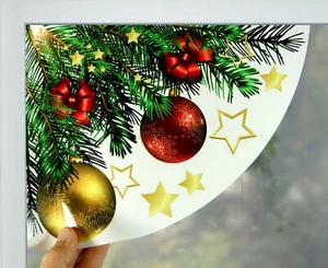 PEGATINA DE NAVIDAD RAMA DE ÁRBOL CORONA ADORNOS DE OROPEL DECORACIÓN DE VENTANAS REUTILIZABLES + - Imagen 1 de 1