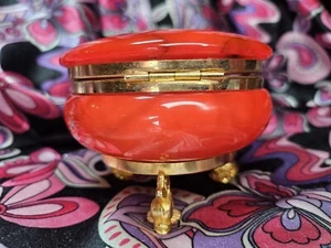 CAJA BARATIJA PATAS DE PEZ Rojo Mármol Alabastro JIM TIRRENIA Lujo De Colección - Imagen 1 de 17