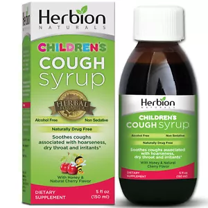 Herbion Naturals Children's Cough Syrup w/ Honey & Cherry Flavor 5 oz 2 Pack - Picture 1 of 5