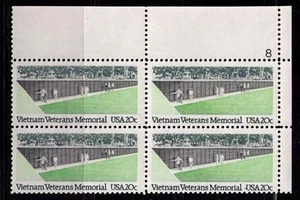 US USA Sc# 2109 MNH FVF PLATE # BLOCK Vietnam Veterans Memorial Washington DC - Picture 1 of 1