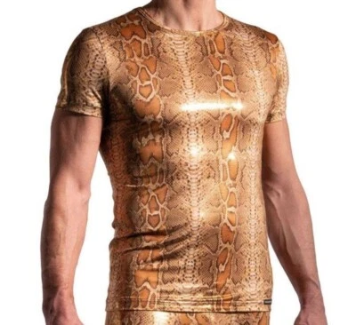 Manstore M2239 Informal Camiseta Talla L: Nuevo Oro Snake Estampado - Imagen 1 de 4