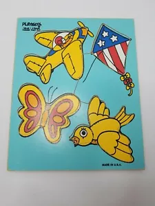 Playskool Vintage Things That Fly Wooden Puzzle 4 Pieces 180-02 Butterfly Plane - Picture 1 of 7