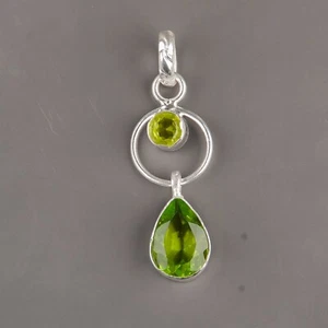 Peridot Gemstone 925 Sterling Silver Jewelry Handmade Pendant 1.80" Gift For Mom - Picture 1 of 6