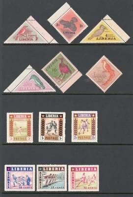 LIBERIA 1953-55 Scott Cat # 341-346 347-348 C88-90 B19 CB4-6 C93-96 4 JUEGOS MNH Foto 1 de 2