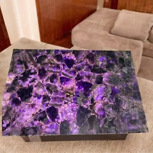 24"x18" Purple Amethyst Stone Sofa Dining Table Top Crystal Healing Gemstone Dec - Picture 1 of 9
