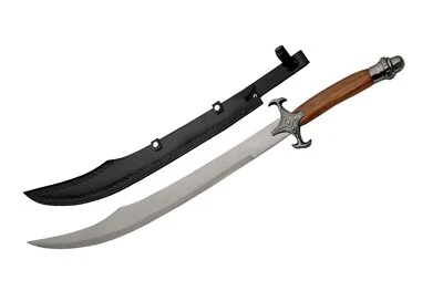 30" Scimitar Shamshir Sword Curved Stainless Steel Blade Wooden Handle - Image 1 of 3