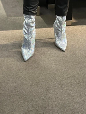 ***RARO*** Botín Stuart Weitzman 100 Lentejuelas Talla 12 Nuevo en Caja Foto 1 de 4